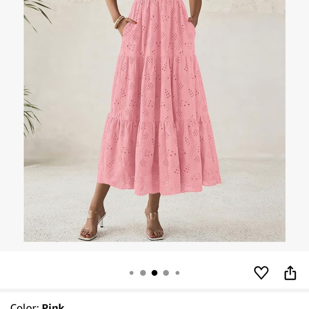 Pink Tiered A-line Maxi Dress with pockets - Picture 2 of 11